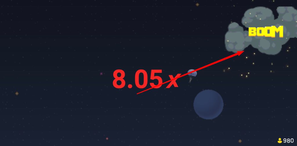The plane exploding at a multiplier of 8.05x